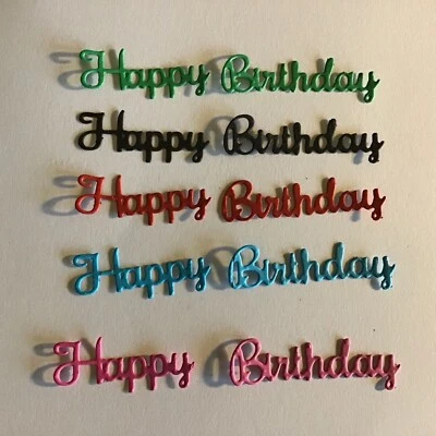 Happy Birthday  2 pc word card stock die cut embellishments 12 Sets Choose color - Image 1 of 4