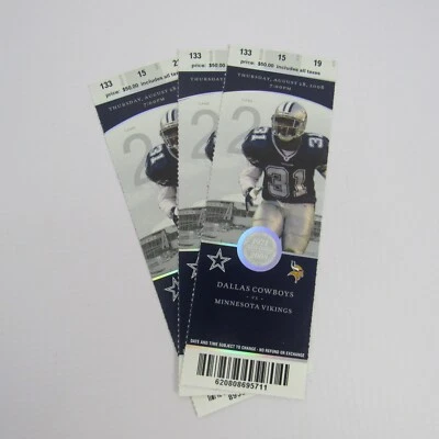 2008 Minnesota Vikings Dallas Cowboys 8/28 NFL Football Ticket Stub Collectibles - Image 1 of 4
