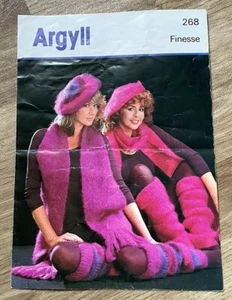 VINTAGE Argyll Finesse No 268 Knitting Pattern for Beret, Scarf and Leg Warmers - Picture 1 of 2