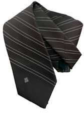 LANVIN Necktie for KLOPFENSTEINS Logo Monogram Diagonal Stripes Chocolate Brown