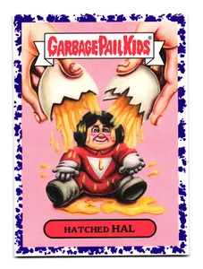 Hatched Hal 2018 Garbage Pail Kids Mork & Mindy Parody Sticker Purple Parallel - Picture 1 of 2