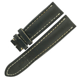 GENUINE BREITLING BLACK LEATHER WITH WHITE STITCHING 22MM WATCH STRAP