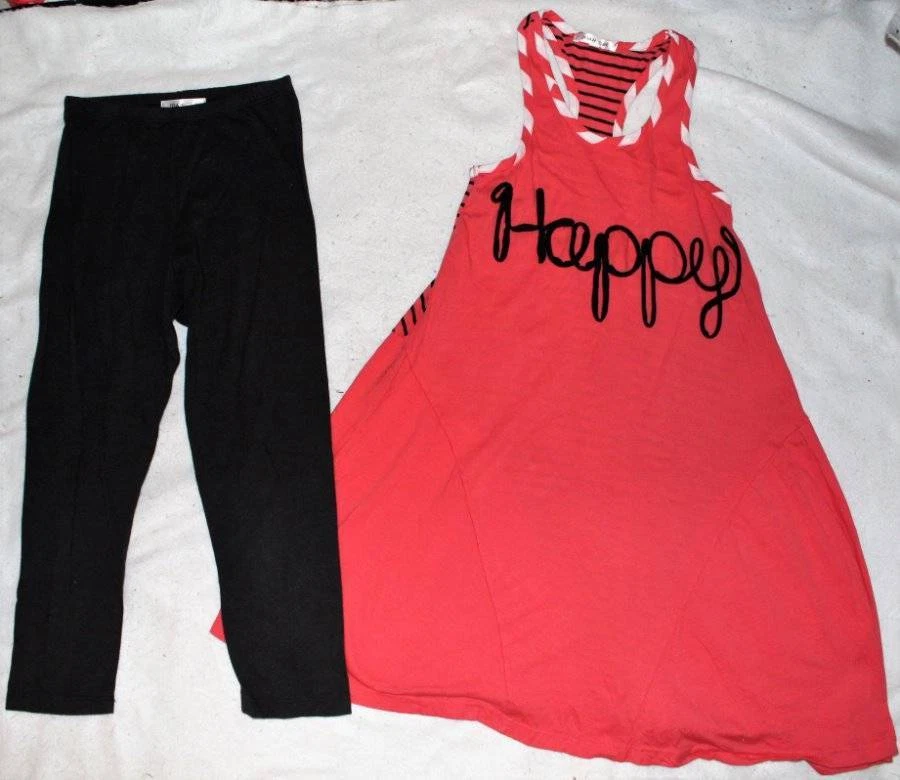 Boutique Joah Love Maya Red Knit HAPPY Tank Dress Capri Leggings 10 12 Yrs - Image 1 of 1