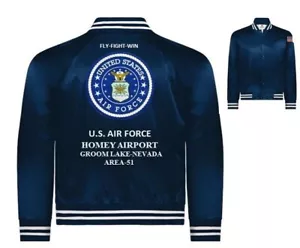 HOMEY AIRPORT*GROOM LAKE-NEVADA*AREA 51 *EMBROIDERED SATIN JACKET(BACK ONLY) - Picture 1 of 12