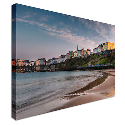 Tenby Wales Sunset On Beach Canvas Wall Art Picture Print • 23.57£