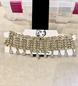 Halskette goldton Bollywood Braut Mode Schmuck Träne Kundan - Bild 1 von 8