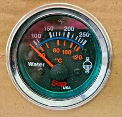 Electric Water Temp. Black 2" (52mm) Round Gauge 100-250 Degree 12V SAPH6931 - Image 1 of 4