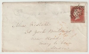 1849 HANTS SOUTHAMPTON = 723= NUMERISCH & BLAU OXFORD-ST SUB PO 1d IMPERF TO LONDON - Bild 1 von 2