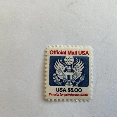 United States stamp~1983 official mail USA~$5.00~Scott # O133~eagle~blue~red~MNH - Image 1 of 2