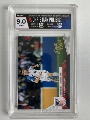 2016 CHRISTIAN PULISIC Rookie Graded MINT 9 HGA Panini First Caps Team USA #9 RC - Image 1 of 4