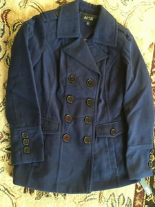 NWT Womens Apt.9 Peacoat Coat Jacket Indigo Navy / Black $160 - MEDIUM - Picture 1 of 6