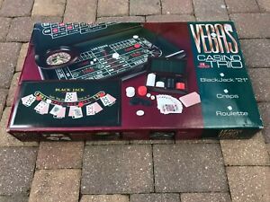 NIB! Feldstein VEGAS Casino Trio Wooden Craps Roulette Blackjack Table Cabinet 