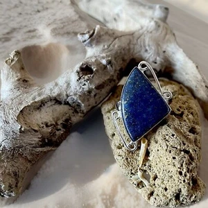 Size 8 Lapis Lazuli Gemstone Ring - Sterling Silver  plated 925-New - Imagen 1 de 4