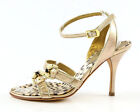 Roberto Cavalli Gold Ankle Wrap Around Strappy Heeled Sandlals Size 38.5 $850 