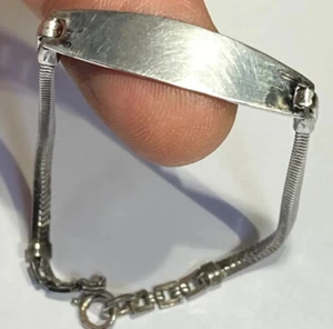 Pulsera de identificación no grabada de plata esterlina 925 cadena vintage 7 1/2 pulgadas estilo antiguo h69 - Imagen 1 de 11