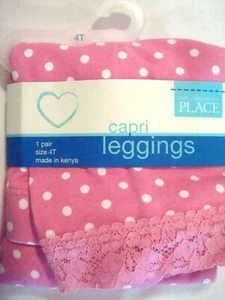 Bright Pink Polka Dot Children's Place Capri Leggings Sz 5/6 (also have 3T & 4T) - Picture 1 of 4