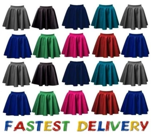 Falda de patinador para mujer talla grande acampanada cintura elástica lisa señora talla corta 8-24 - Imagen 1 de 9