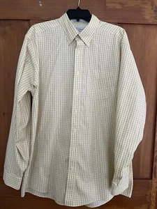 Camisa de vestir para hombre LL Bean amarillo azul a cuadros L alta resistente a las arrugas - Imagen 1 de 5