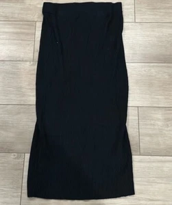 NWT Abercrombie & Fitch Ribbed Maxi Skirt Black Womens M - Picture 1 of 6