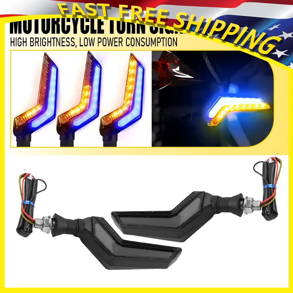 Indicador de señal de giro LED para motocicleta ámbar + luces azules universal duradero 2 piezas Foto 1 de 4