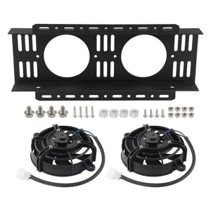 Dual 5.5'' Universal Electric Fan + Large Oil Cooler Bar&Plate Mounting Bracket - Picture 1 of 10