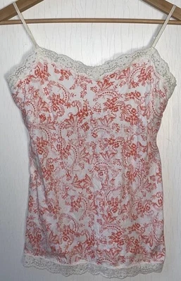 Y2K Aeropostale Stretch Tank Top Floral Dainty Lace Trim Camisole Sz S - Image 1 of 4