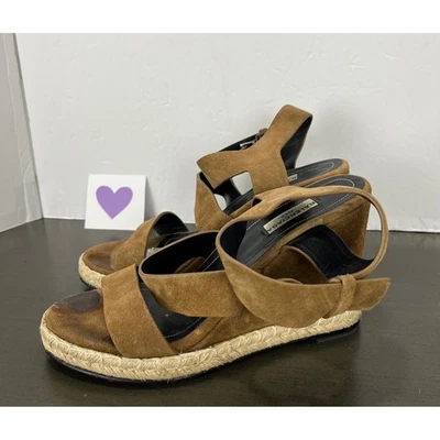 Balenciaga Suede Espadrille Wedge Sandals Tan Size 38 flawed see photo *DM - Image 1 of 4
