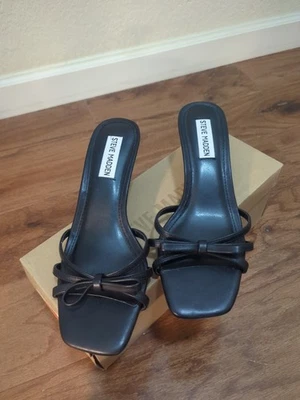 Steve Madden Sheley Bow Kitten Heel Black Leather Women's Shoes Sise 7 - Image 1 of 4