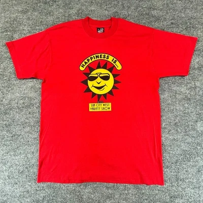 Camisa DE COLECCIÓN AÑOS 90 Para Hombre Grande Roja Puntada Única Felicidad Sol Arizona Mejor Y2K Foto 1 de 4