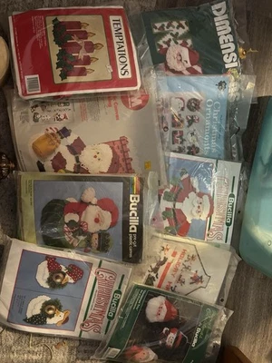 Lot Of 9 Unopened Vintage plastic canvas christmas  kits - Image 1 of 4