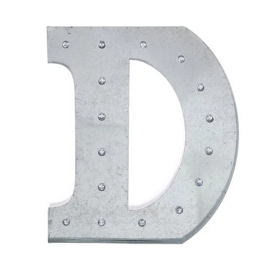1.7 ft Silver Light Up Letter D Metal Marquee Signs Party Backdrop Supplies - Image 1 of 4