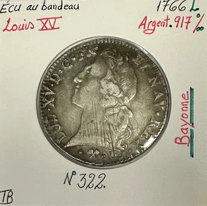 ECU Au Bandeau (LOUIS XV) 1766L - Monnaie en Argent // TB - Picture 1 of 2