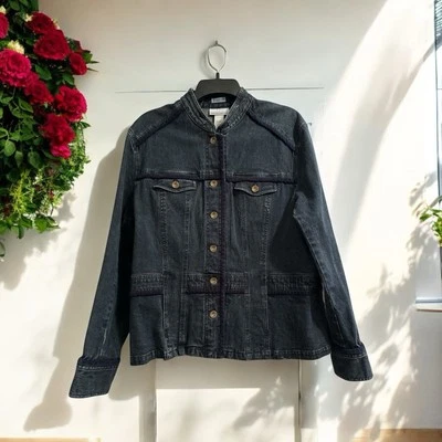 Jones New York Sport DISTRESSED Heavy Denim Jacket Womens XXL Blue - Image 1 of 4