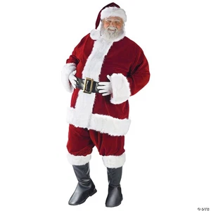 Fun World Costumes Men's Adult Ultra Velvet Santa Suit, Red/White, One Size - Picture 1 of 1