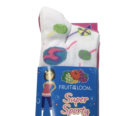 3 pares de calcetines Fruit Of The Loom súper deportivos para niñas rosa zapatos grandes talla 4-10 Foto 1 de 4