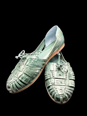 Gloria Vanderbilt Leather Strappy Green Emerald Flat Sandals size 8M Brazil  - Image 1 of 4