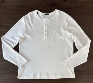 Saks Fifth Avenue Henley Cotton Shirt Mens XL Long Sleeve Stretch Made in Italy - Picture 1 of 10