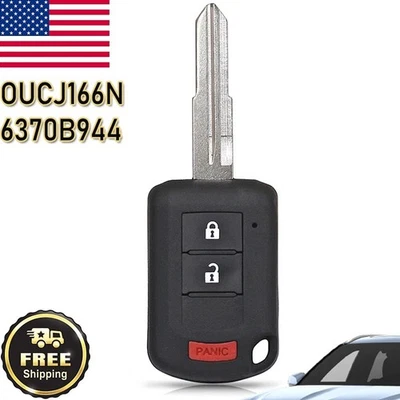 For Mitsubishi Mirage Lancer Outlander RVR Remote Key Fob OUCJ166N 6370B944 3B - Imagem 1 de 3
