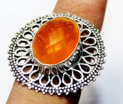 Hydro Onyx Oval Shape Gemstone Handmade Ring Jewelry Ring Size 8 Inches - Image 1 of 4