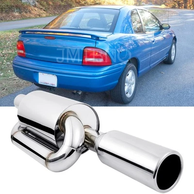 Silenciador de escape de doble bucle 2,5" entrada 4,0" punta cromada pulida para Dodge Neon Foto 1 de 4