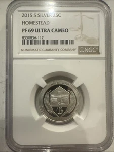 2015 S NGC PF69 Proof Ultra Cameo Silver Homestead Quarter - Picture 1 of 2