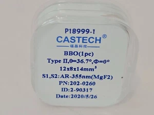 Castech large BBO laser crystal 12x8x14mm Type II - Picture 1 of 4