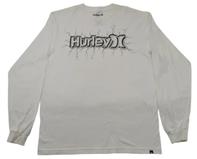Hurley Hammer & Chisel White Black Discounted Screenprint Men's LS T-Shirt - Image 1 of 4