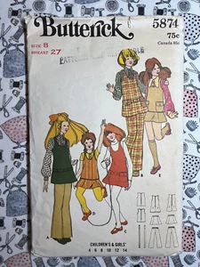 Butterick Pattern 5874 Girls' Jumper or Top Skirt & Pants Size 8 Cut Complete - Picture 1 of 3