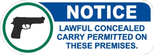3"x8" 2A LAWFUL CONCEALED CARRY PERMITTED DECAL / NOTICE / STICKER - Picture 1 of 1