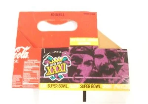 VINTAGE COCA COLA 6 PACK CARDBOARD CARRIER SUPER BOWL XXXI JANUARY 1997 - Picture 1 of 2