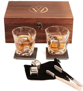 Whiskey Glasses Twist Chilling Stones Tumblers Gifts Christmas Xmas Birthday Men - Picture 1 of 3
