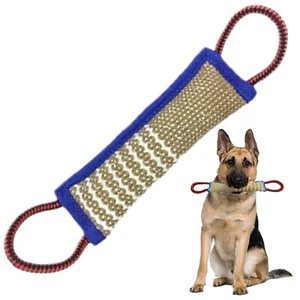 2 Strong Handles Dog Tug Bite Pillow Jute Fetch Toy Puppy Training toy - Picture 1 of 8