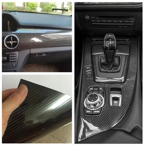 24"x60" 5D Ultra Shiny Gloss Glossy Black Carbon Fiber Vinyl Wrap Sticker Decal - Foto 1 di 5