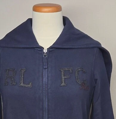 Polo Ralph Lauren Rugby Full Zip Up Sweatshirt Hoodie Womens (XS) Navy Vintage - Image 1 of 4